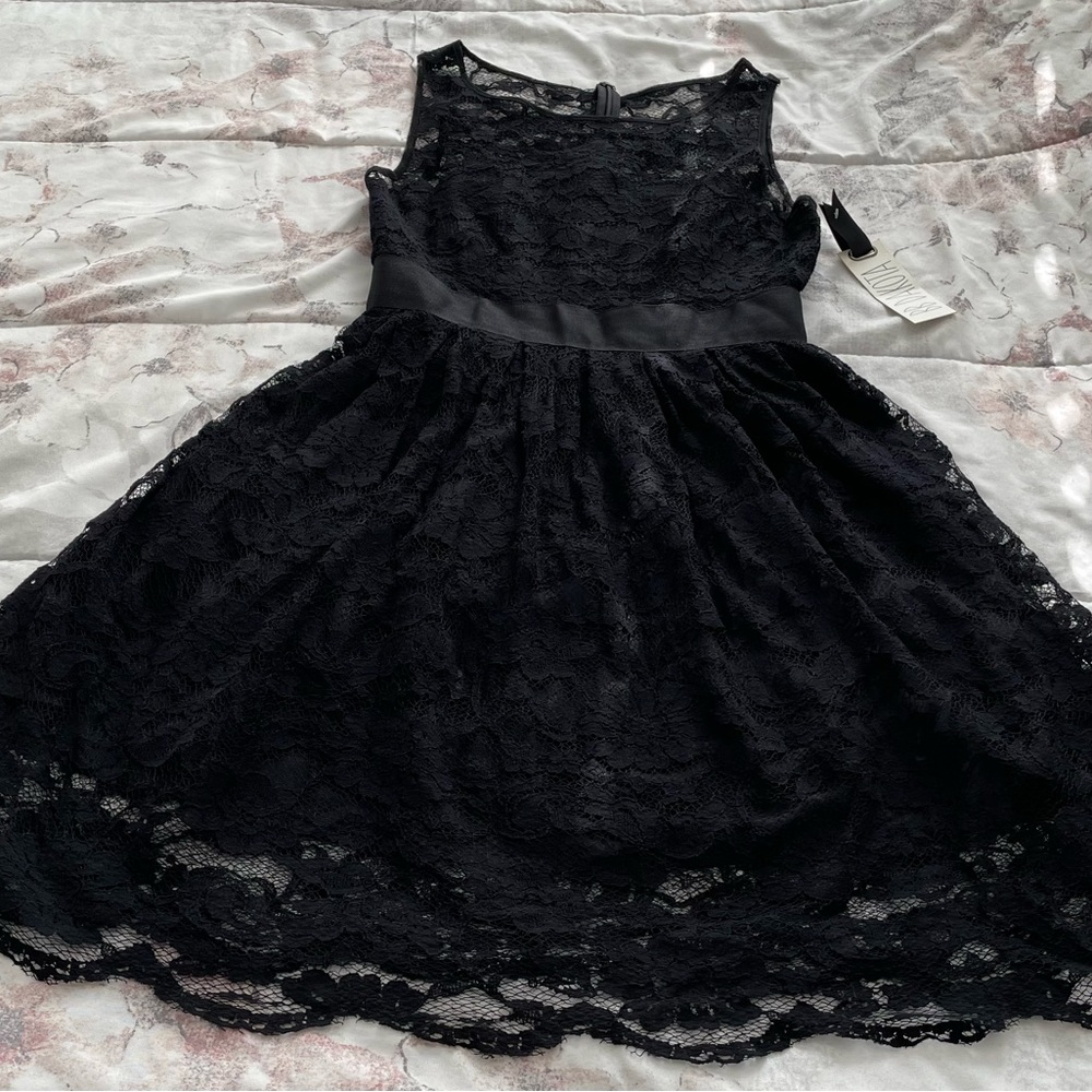 NWT BB Dakota black lace fit & flare lined mini dress, size 2 party boho wedding